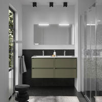 BADMEUBELSAMENSTELLING NOJA 1200 4 lades GREEN SATIN + Wasbak + Spiegel - Schwarz, Metall (45/54/120cm) - Salgar