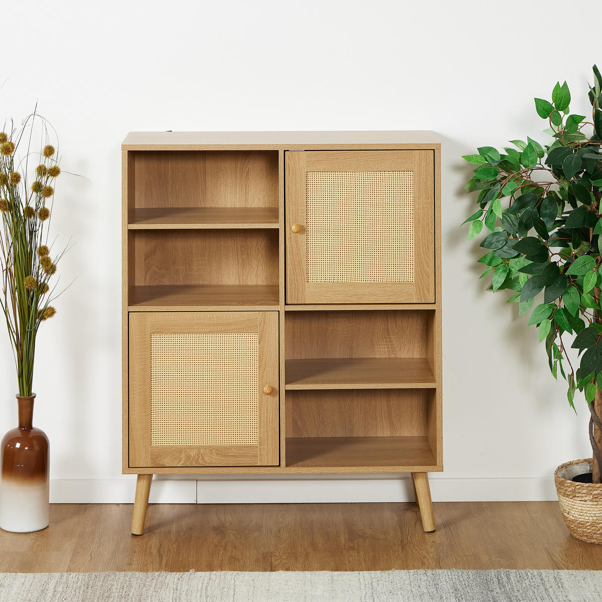SIDEBOARD - Hellbraun, Holz/Holzwerkstoff (80/97/29cm) - Relaxdays