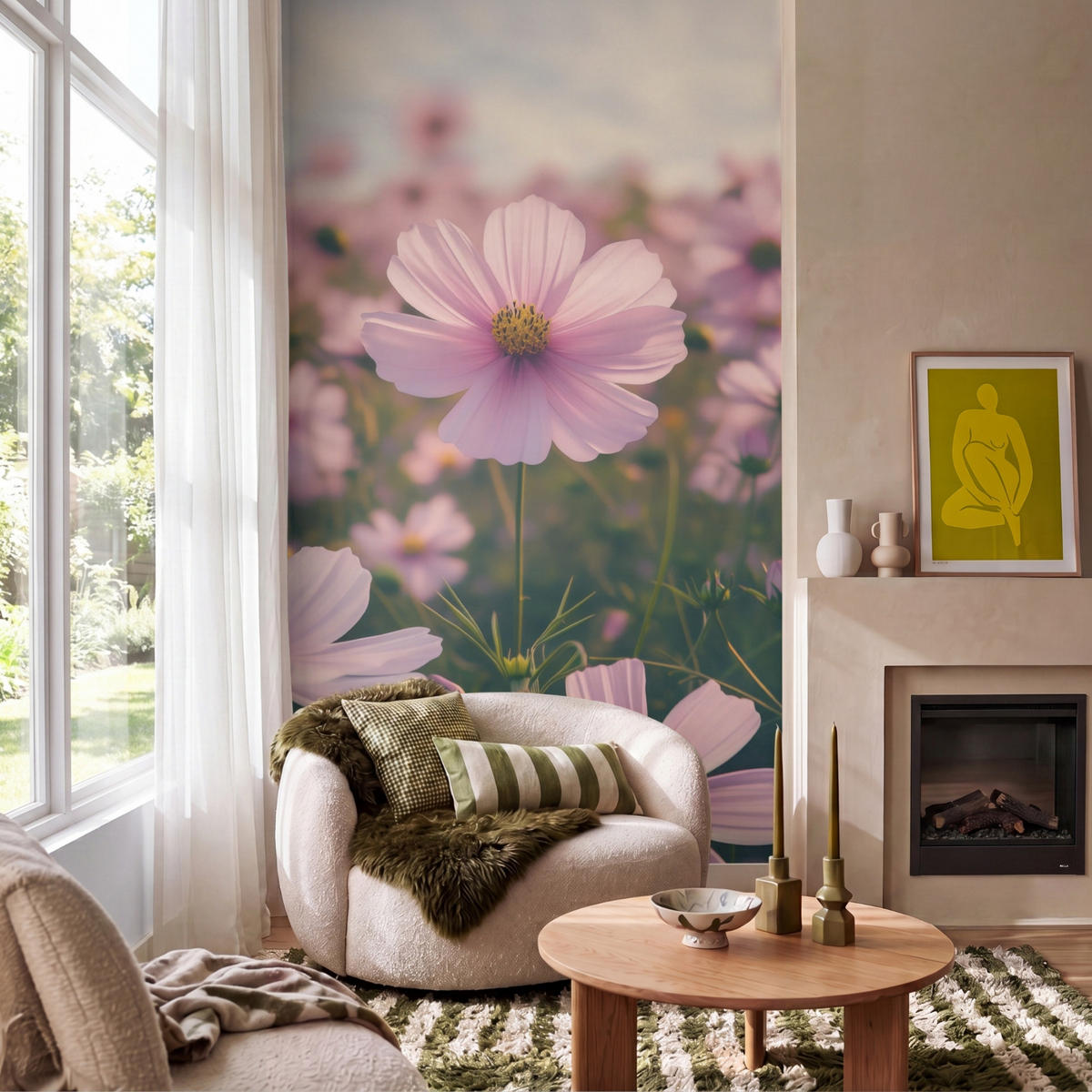TAPETE - Blumen - Lila - Unscharf - 120x200 cm - Rosa, Papier (120/200cm) - OnlyWow
