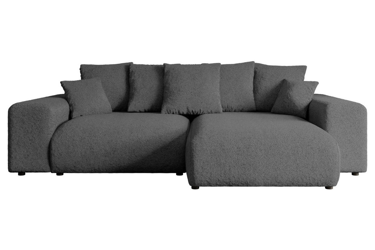 ECKSOFA Ottomane rechts ESKAR-L 266x176x84 Platinfarben Bouclé - Platinfarben/Schwarz, Holzwerkstoff/Kunststoff (176/266cm) - ALTDECOR