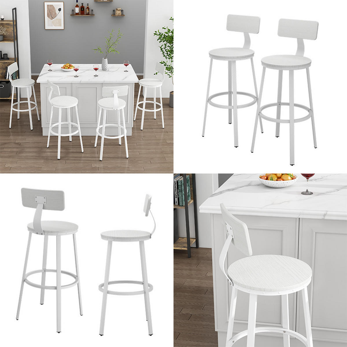 BARHOCKER Caracas Weiß 34 x 102 cm 2er Set - Weiß, Holzwerkstoff (34/102/55cm) - Vicco