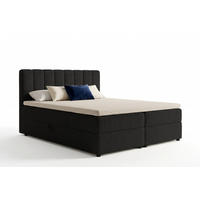 BOXBETT WILL 160/200 in Cord Schwarz H3 - Schwarz, Holz/Holzwerkstoff (160/200cm) - Deine Möbel 24