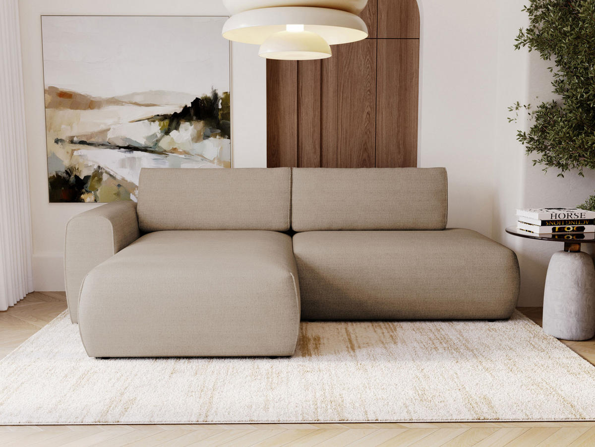 ECKSOFA Mila - Hellbraun/Schwarz, Holzwerkstoff/Kunststoff (256/164cm) - MIRJAN24