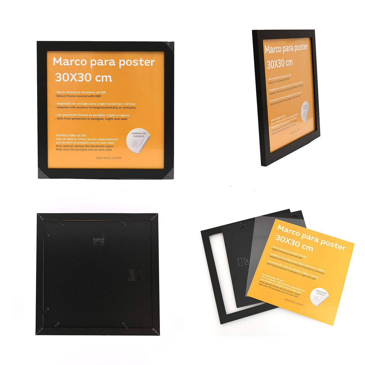 POSTER Set Mit 6 Blätter Gestempelt Grüsse Hallo, Ciao, Bonjour - Schwarz, Papier (29/3cm) - Nacnic