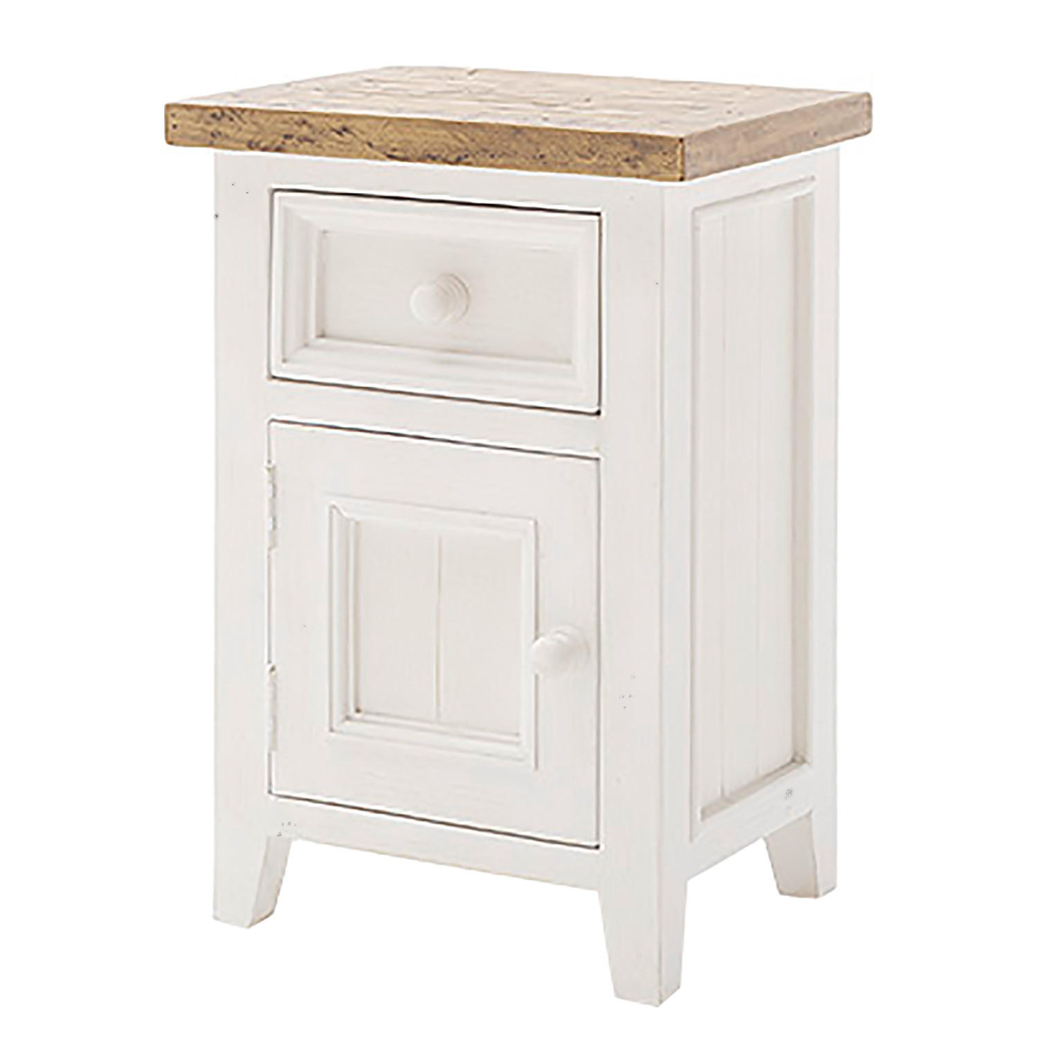 NACHTKOMMODE - Kiefer massiv - Weiß, Holz (45/65/35cm) - home24