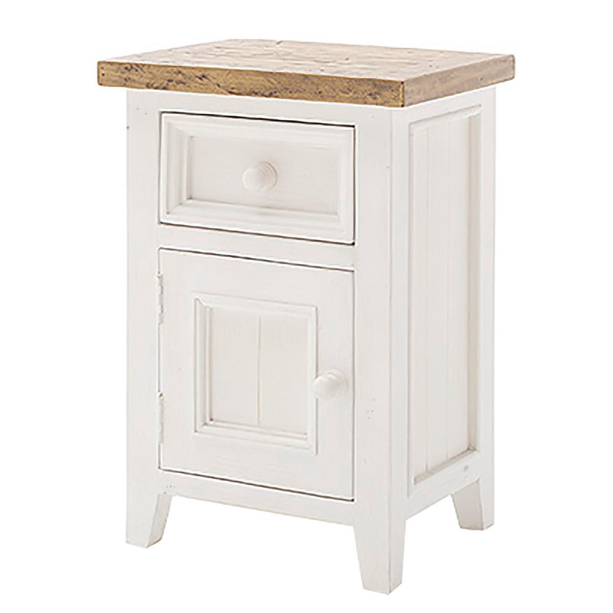 NACHTKOMMODE - Kiefer massiv - Weiß, Holz (45/65/35cm) - home24