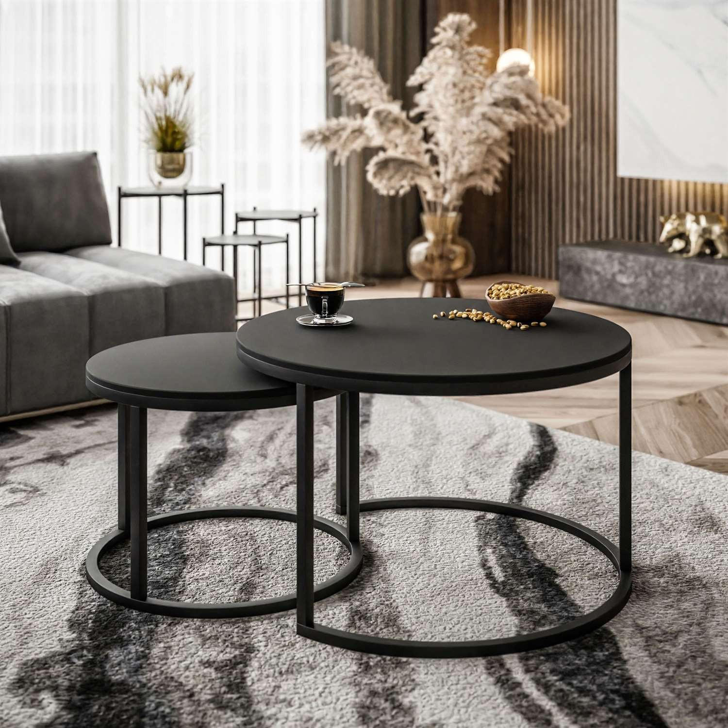 COUCHTISCH CIRI SLIM 2-in-1 schwarz matt - Schwarz, Holzwerkstoff (70/70/48cm) - Lookway