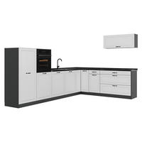 ROHOVÁ KUCHYŇA R-Line, Biely vidiecky dom/antracitová, 327 x cm antrasiitti työtaso - biela/antracitová, kompozitné drevo (327/143/60cm) - Vicco