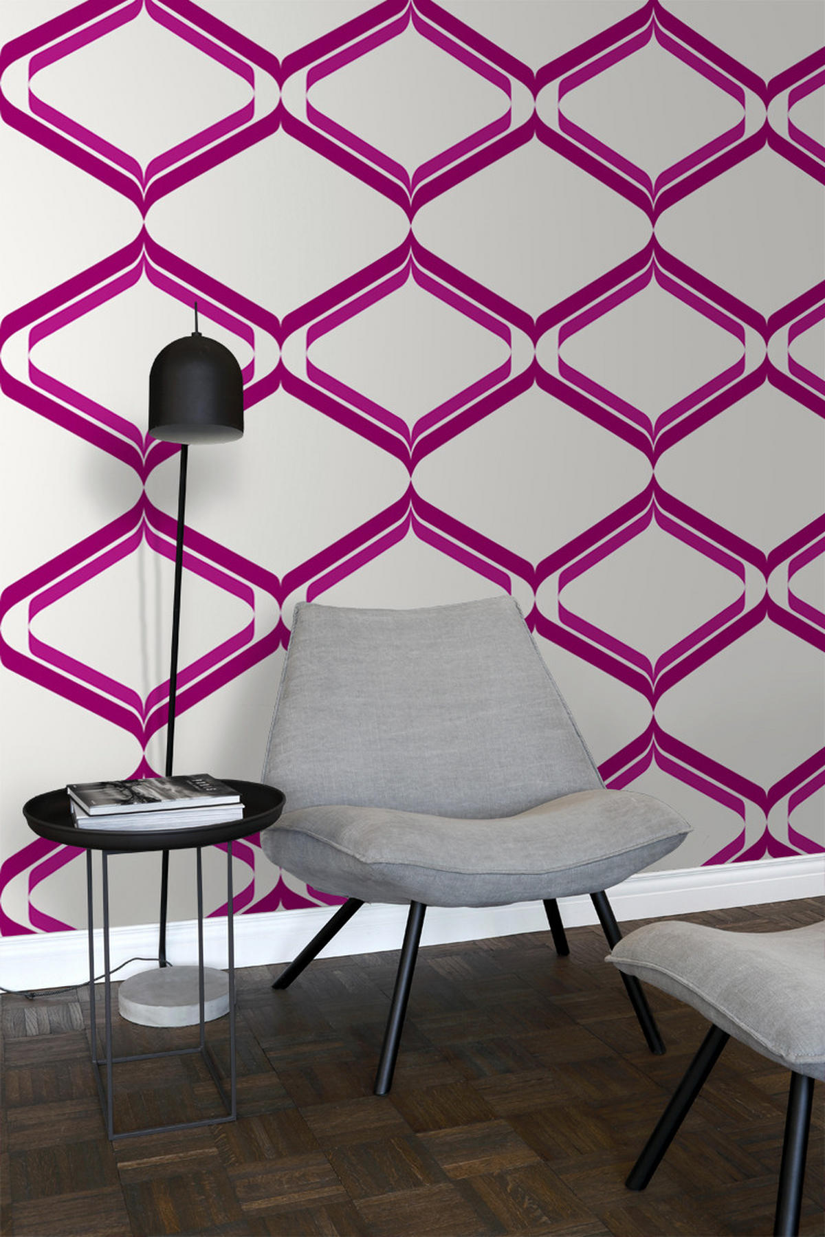 TAPETE Retro-Ornamente 53 cm x 10.05 m - Pink, Papier (53/1000cm) - ESTAhome