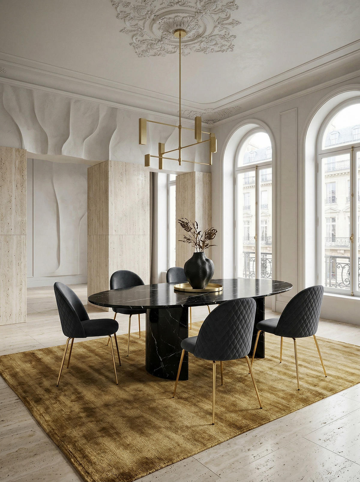 ESSZIMMERSTUHL 2er Set Samtbezug mit Metallgestell Schalenform Skandinavisch gepolstert, Schwarz 53x50x87 cm - Goldfarben/Schwarz, Textil/Metall (53/87/50cm) - KADIMA DESIGN