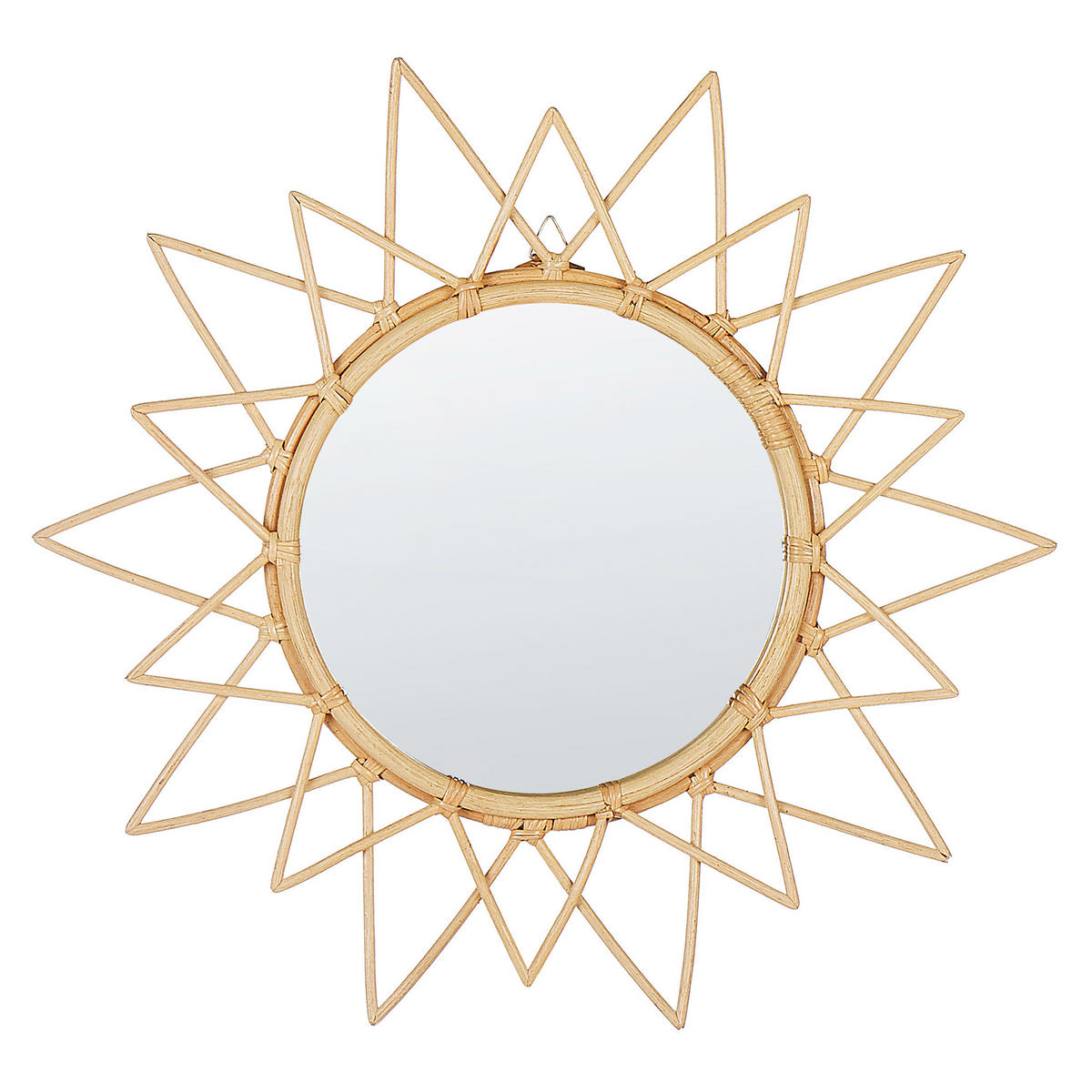 WANDSPIEGEL Rattan natürlich Sonnenform 61 cm Aroek - Beige/Naturfarben, Naturmaterialien (61/61/3cm) - Beliani