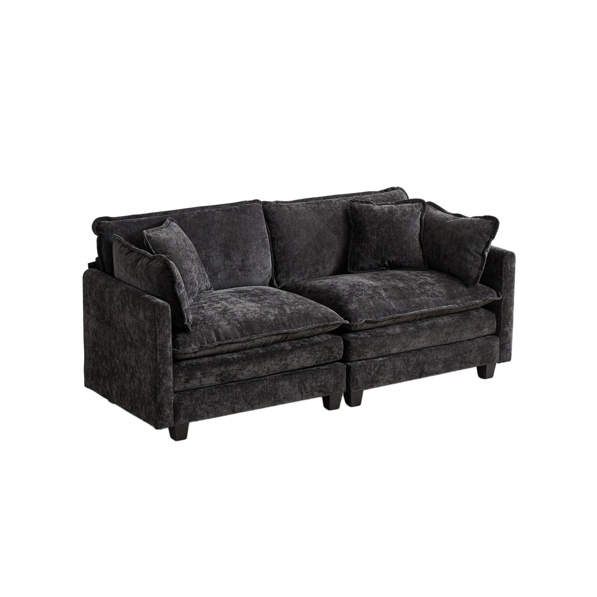 2-SITZER-SOFA DE-33969 modular Schwarz - Schwarz, Holzwerkstoff (195/84/75cm) - ComfortXL