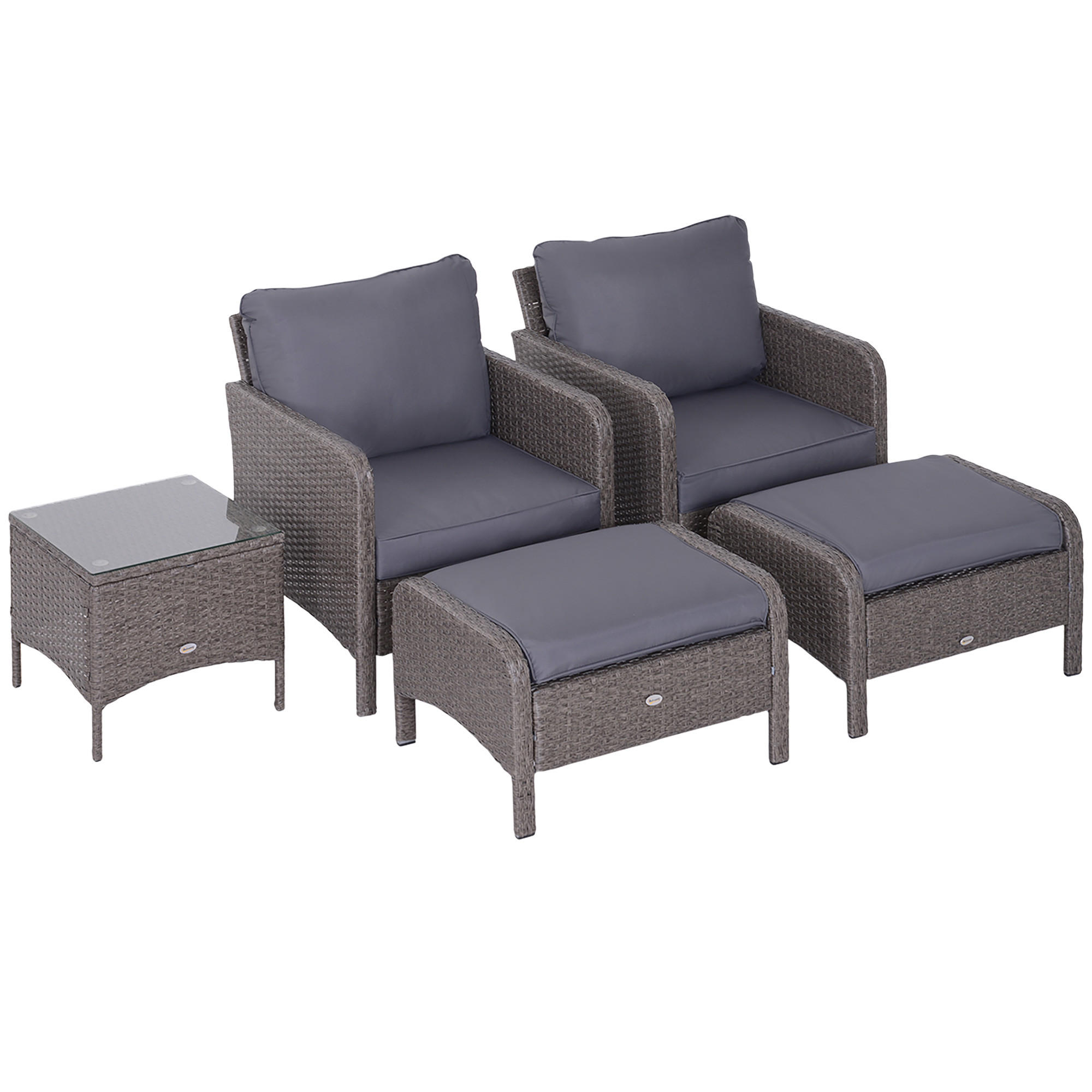 GARTENMÖBEL Set, Polyrattan, Dunkelgrau - Dunkelgrau, Metall - Outsunny