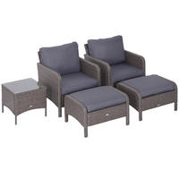 GARTENMÖBEL Set, Polyrattan, Dunkelgrau - Dunkelgrau, Metall - Outsunny