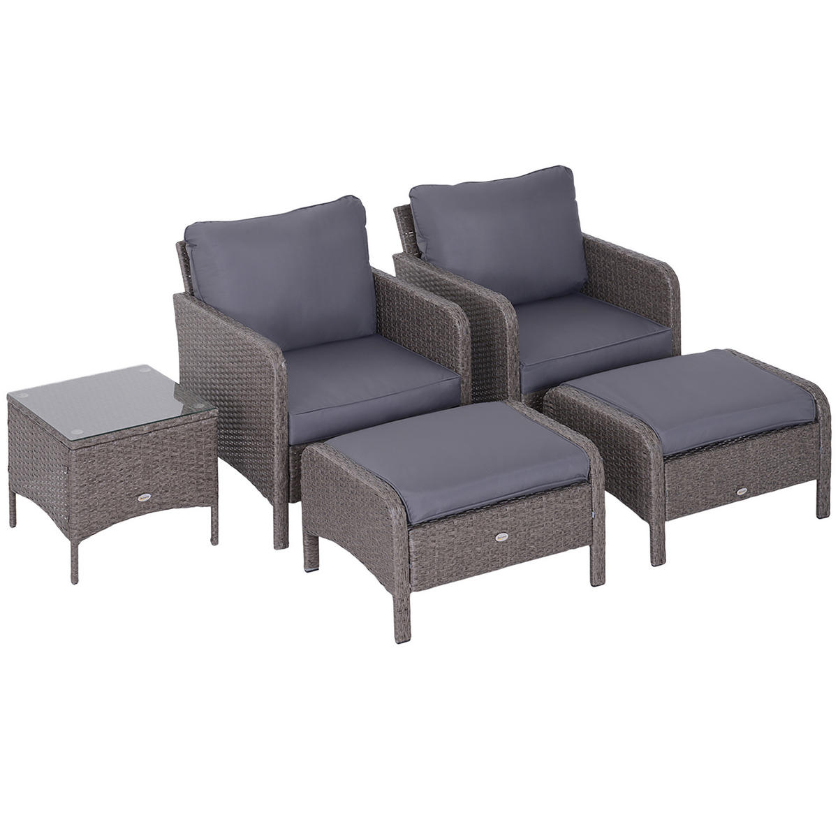 GARTENMÖBEL Set, Polyrattan, Dunkelgrau - Dunkelgrau, Metall - Outsunny