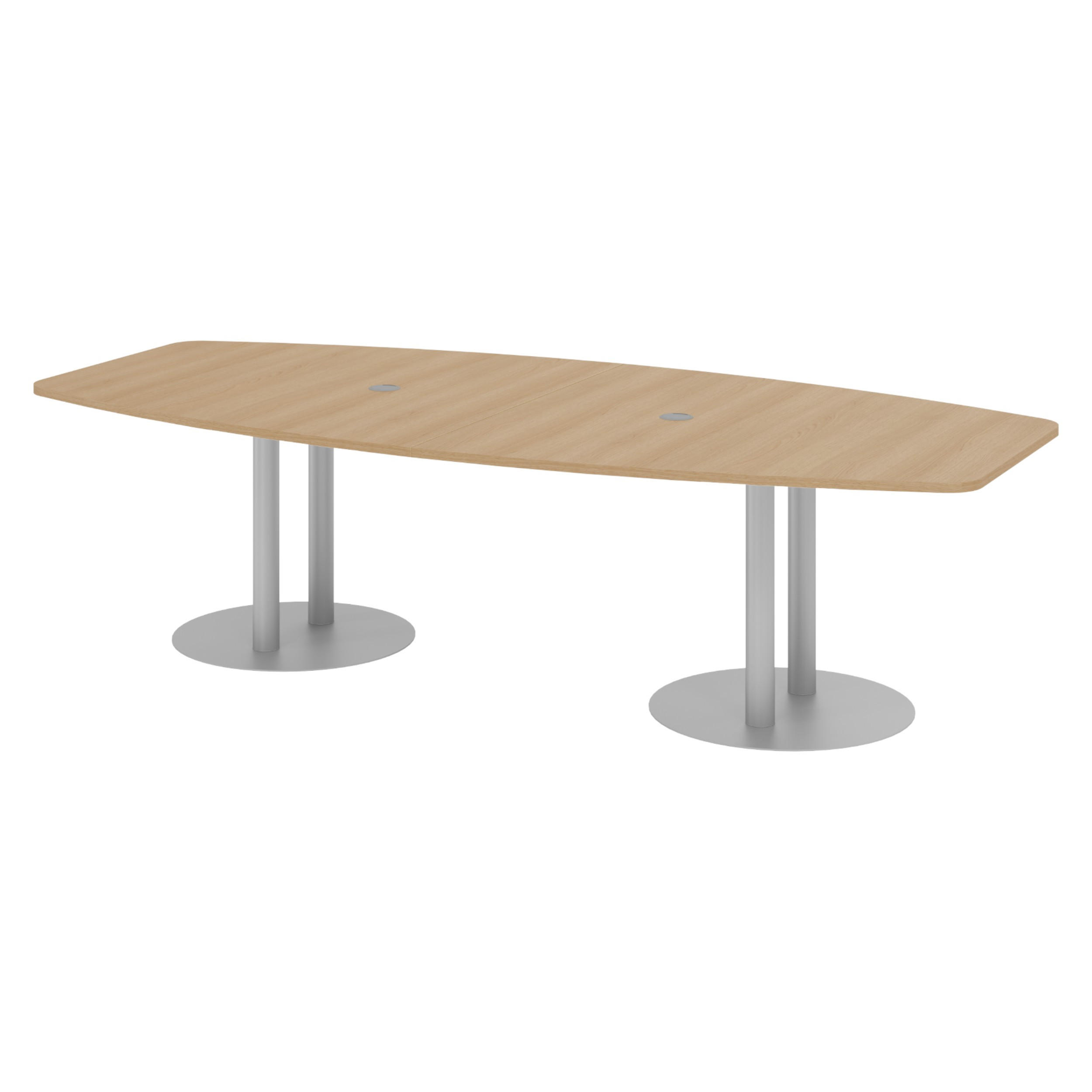 KONFERENZTISCH mittel KT28 130/280/74 cm in Eichefarben/Säule in Silberfarben - Eichefarben/Silberfarben, Holzwerkstoff (130/280/74cm) - bümö