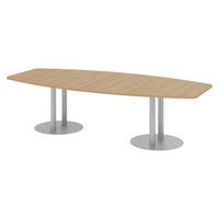 KONFERENZTISCH mittel KT28 130/280/74 cm in Eichefarben/Säule in Silberfarben - Eichefarben/Silberfarben, Holzwerkstoff (130/280/74cm) - bümö