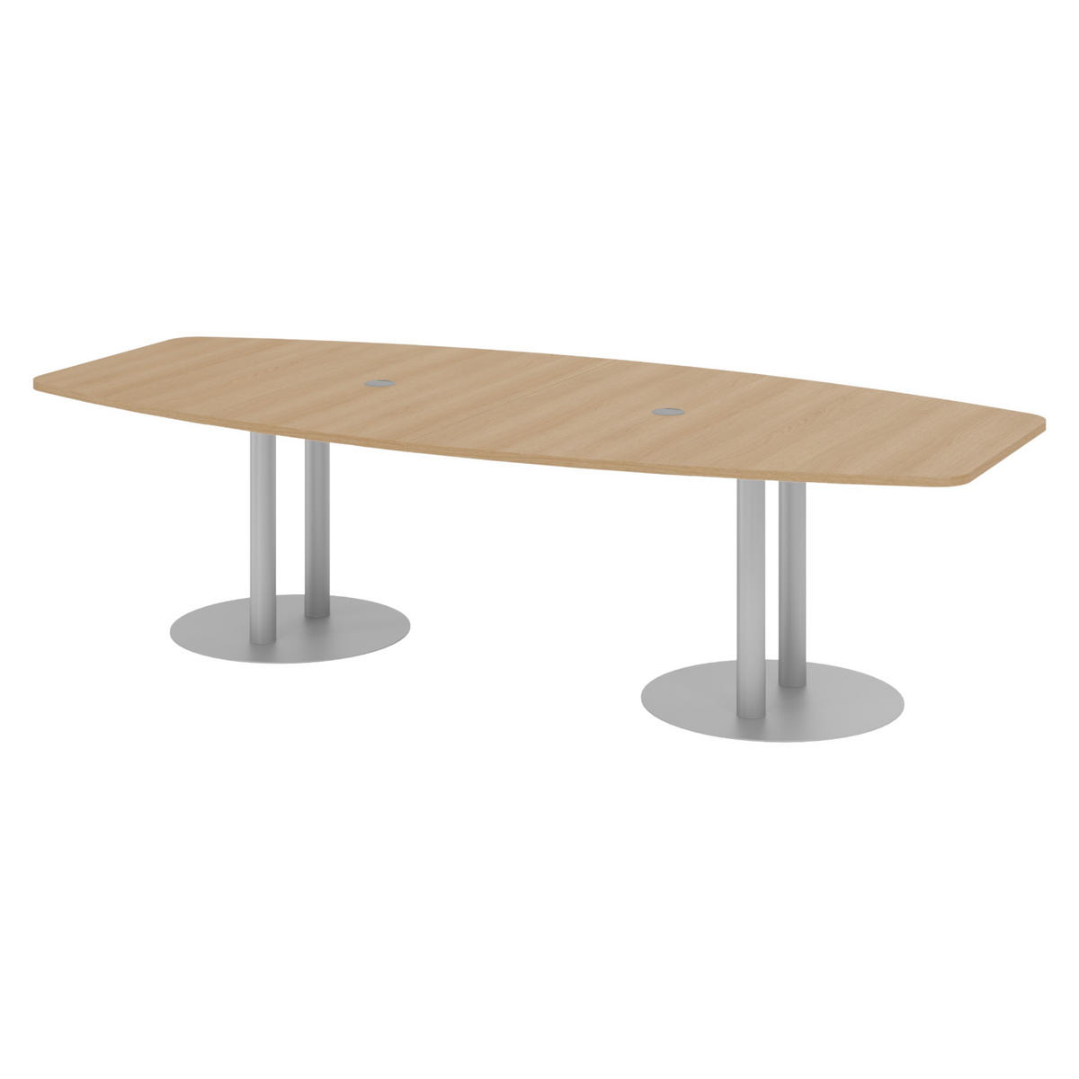 KONFERENZTISCH mittel KT28 130/280/74 cm in Eichefarben/Säule in Silberfarben - Eichefarben/Silberfarben, Holzwerkstoff (130/280/74cm) - bümö