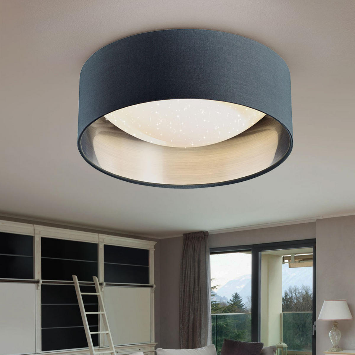 LED DECKENLEUCHTE Textil Grau Silber - Grau, Textil (32/32/11cm) - Briloner