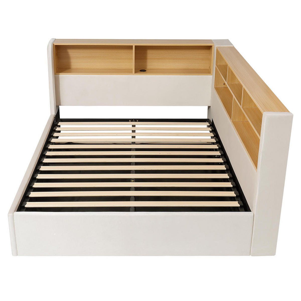 POLSTERBETT 140×190 cm mit LED in Beige - Beige, Textil (140/190cm) - KOMHTOM
