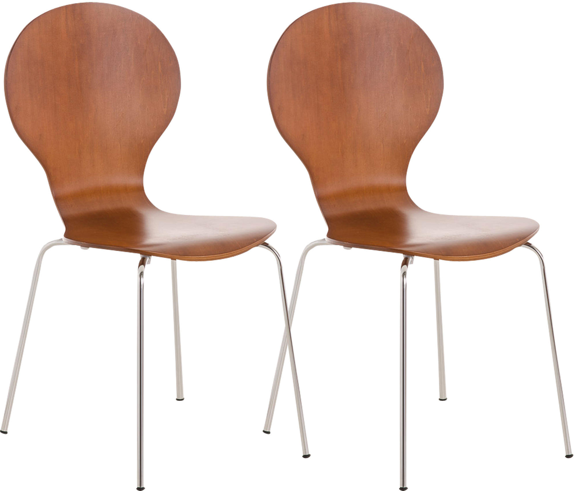 BESUCHERSTUHL 2er Set Holz braun - Braun, Holz/Metall (43/86/45cm) - CLP