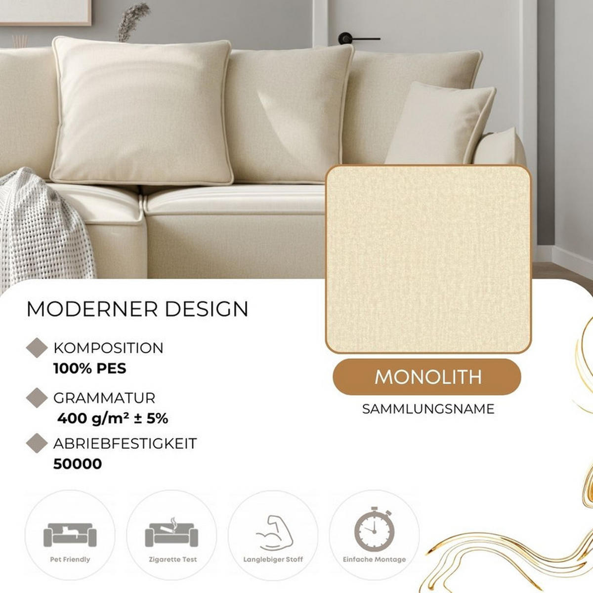 ECKSOFA MARCO Links, mit Schlaffunktion und Bettkasten, Creme - Creme, Textil/Metall (221/148cm) - Idohome