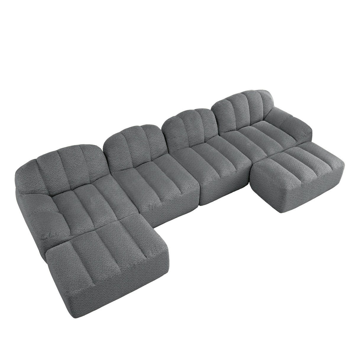 SOFA modular 4-Sitzer U-Form Grey - Grau, Kunststoff (165/79/366.1cm) - Meubliv