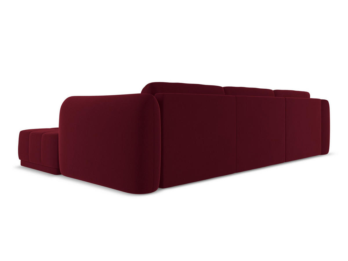 ECKSOFA Rechts Samt Stoff Rot - Bordeaux/Rot, Kunststoff/Textil (290/170cm) - Makamii