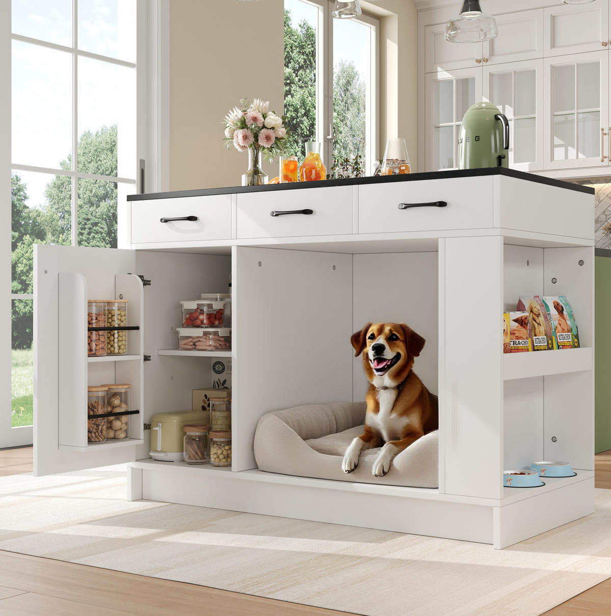 SERVIERWAGEN mit 3 Schubladen 120 x 60 x 90 cm Weiß - Weiß, Holz (60/90/120cm) - Beauniv