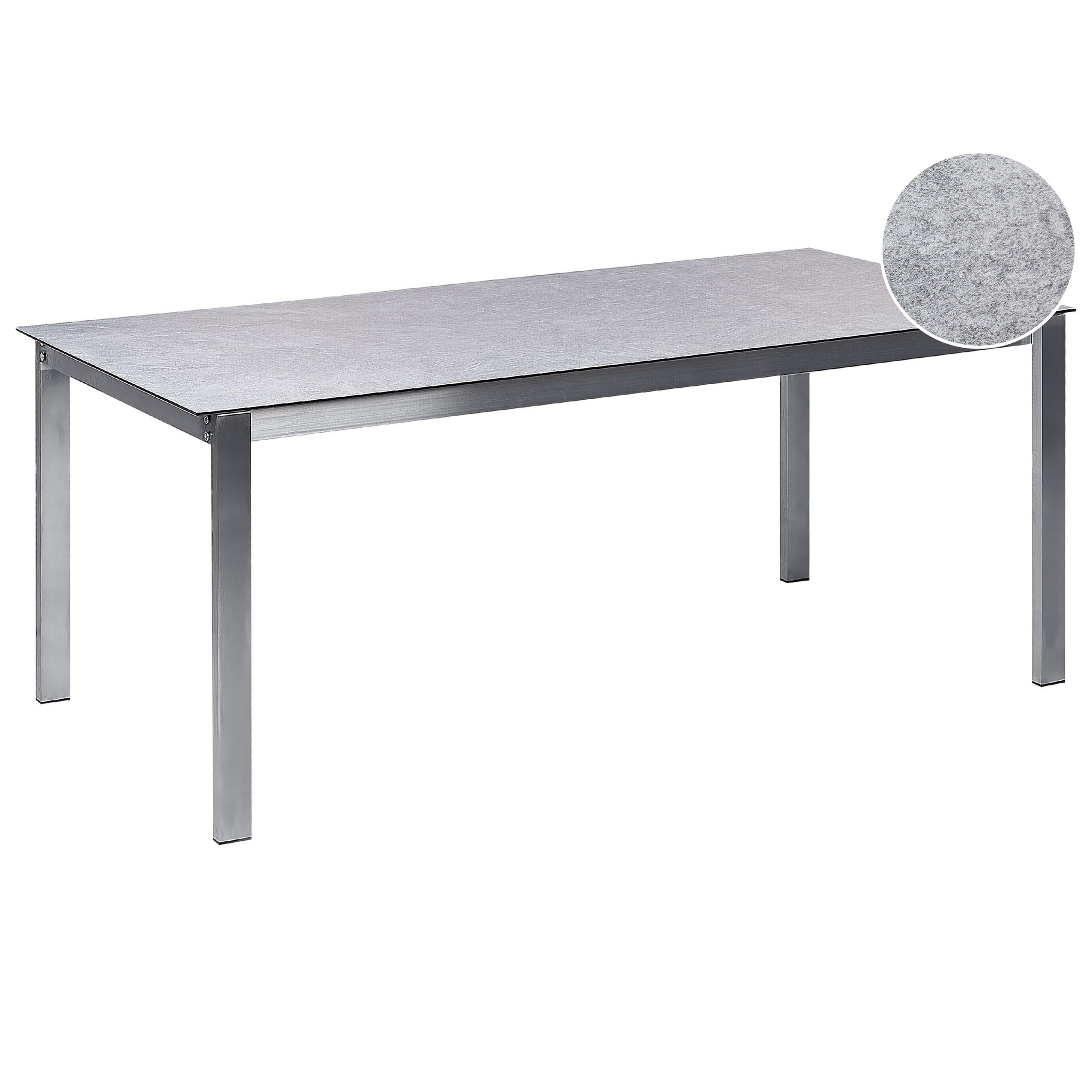 GARTENTISCH Keramik-Glas grau 180/90 cm Cosoleto - Silberfarben/Grau, Glas (180/90/75cm) - Beliani