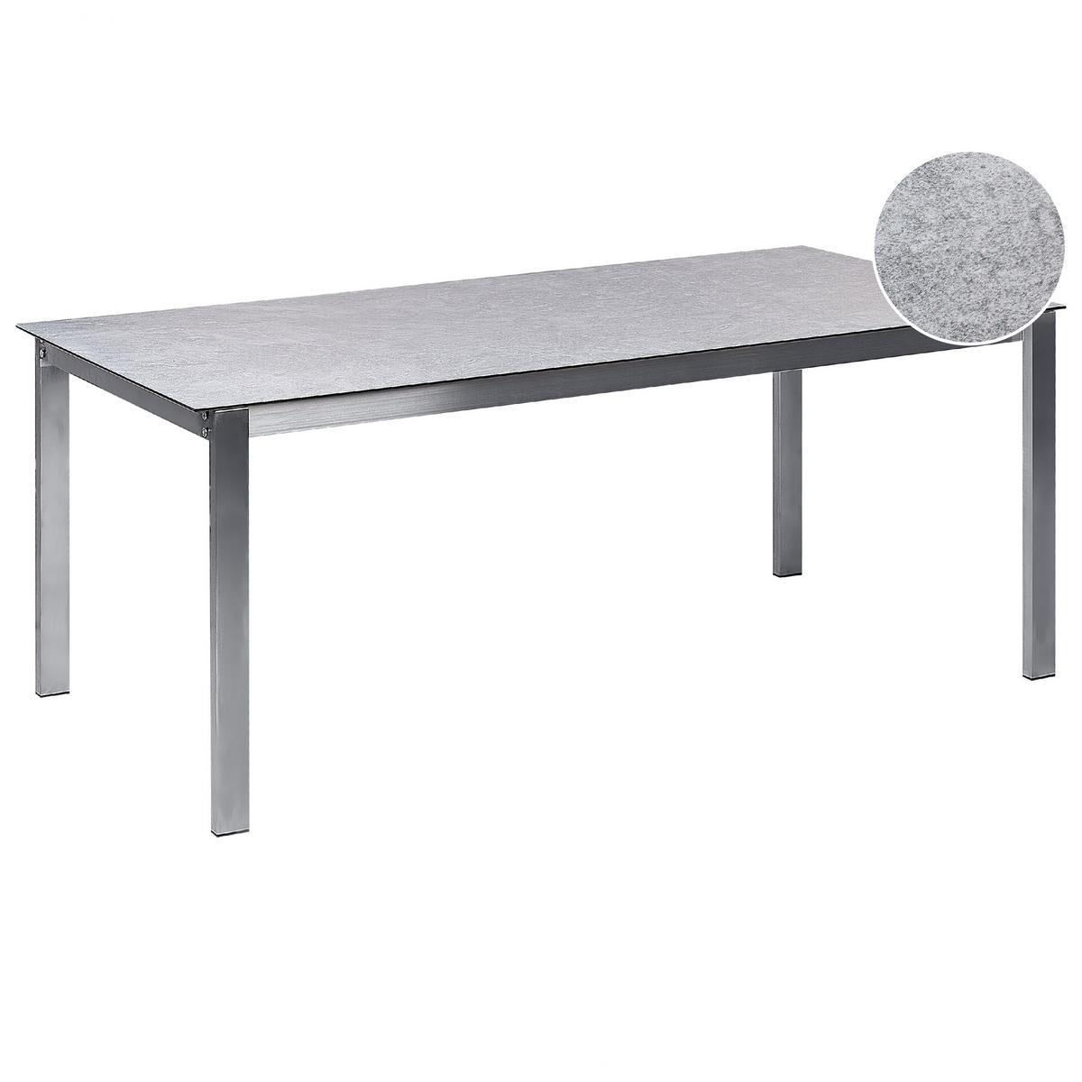 GARTENTISCH Keramik-Glas grau 180/90 cm Cosoleto - Silberfarben/Grau, Glas (180/90/75cm) - Beliani