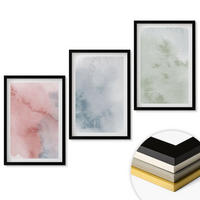 WANDBILDER 3er-Set - 40x60 cm Schwarzer Rahmen - Pastellfarbene Aquarellstrukturen - Schwarz, Kunststoff (40/60cm) - ArtPrintCave