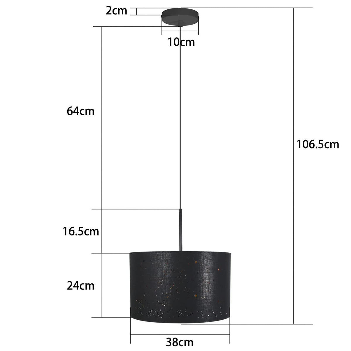HÄNGELEUCHTE Reinheit 38/38/107 cm - Schwarz, Metall (38/38/107cm) - Nettlife