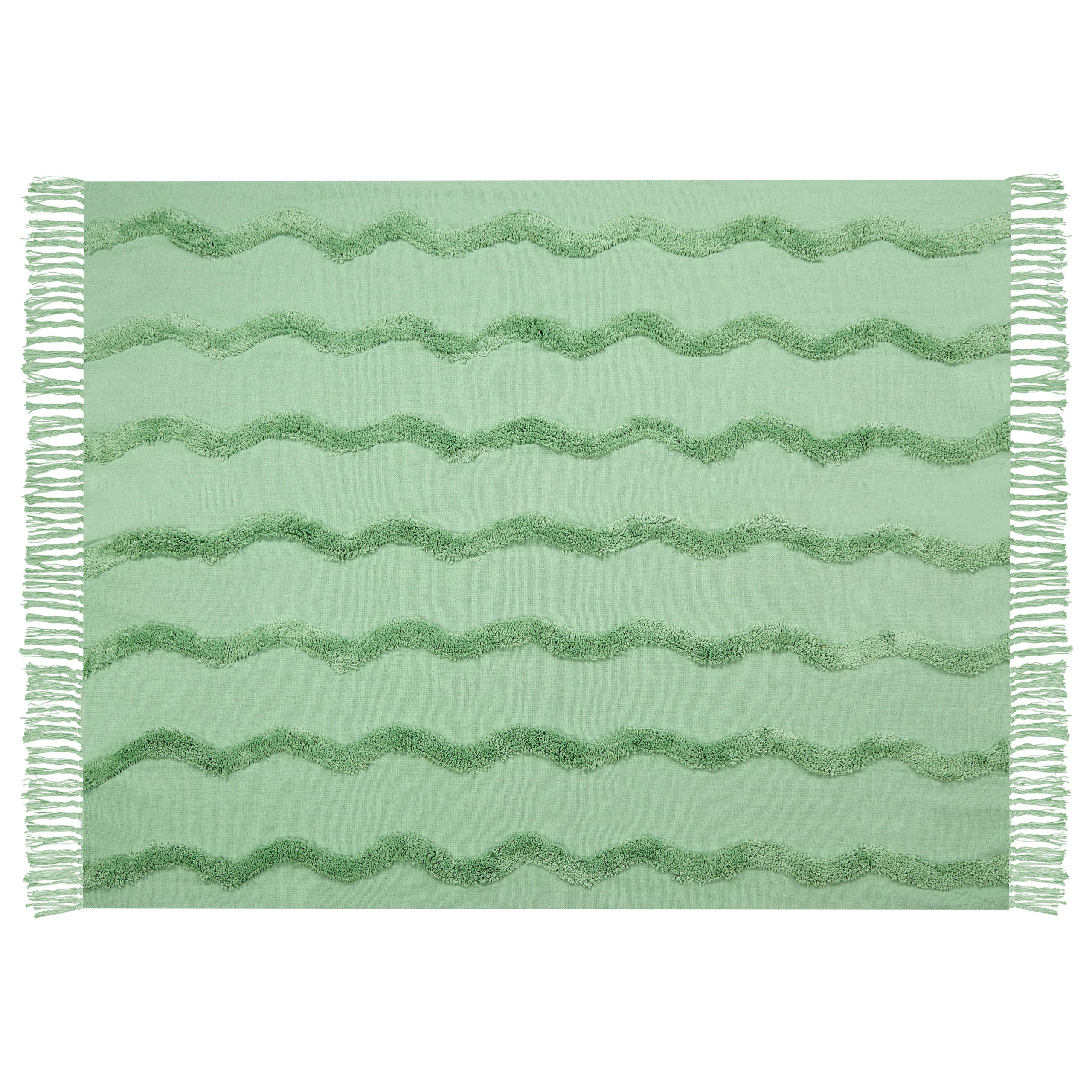 DECKE Hellgrün Khari 125/150 cm - Hellgrün, Naturmaterialien/Textil (125/150cm) - Beliani