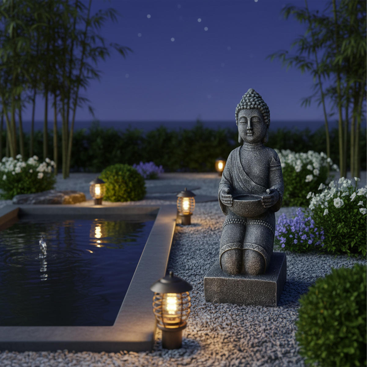 BUDDHA Figur - Anthrazit, Kunststoff (16/43/15cm) - Relaxdays