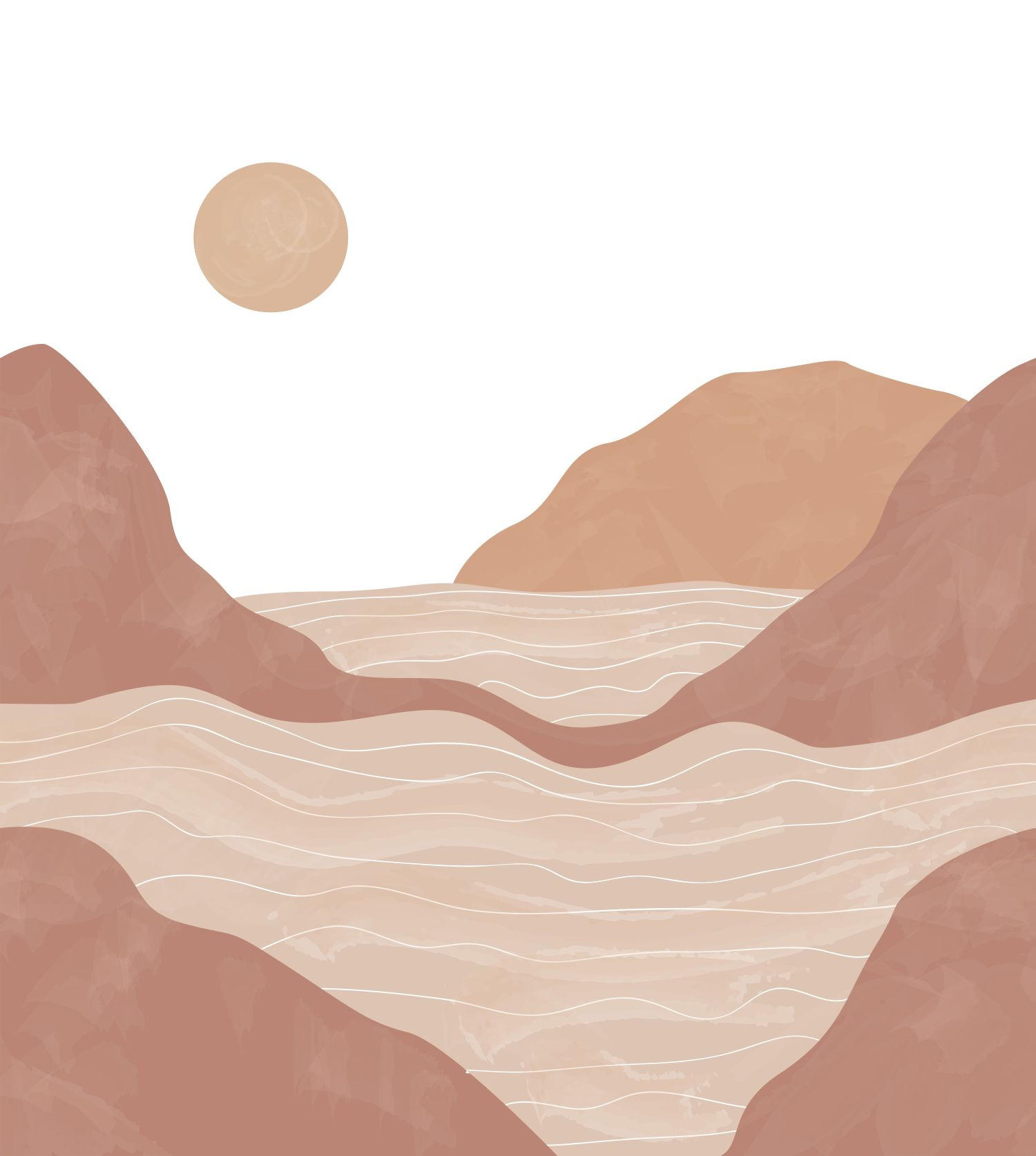 FOTOTAPETE Berglandschaft 250 x 279 cm - Terracotta, Papier (250/279cm) - ESTAhome
