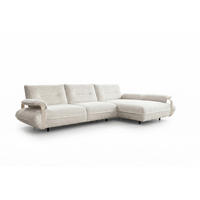 ECKSOFA ANISSA Cremeweiß Flachgewebe - Creme/Schwarz, Kunststoff/Textil (185/297cm) - KAWOLA