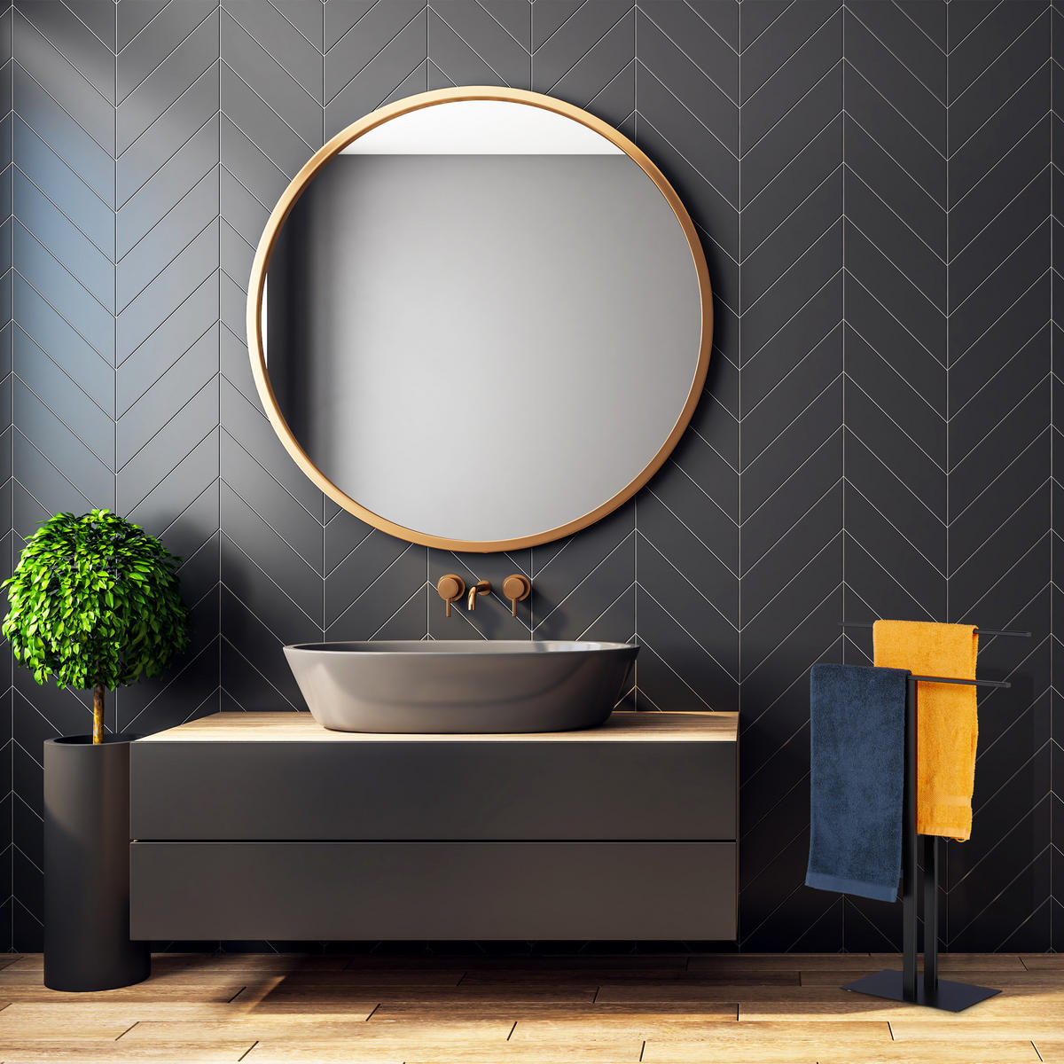 HANDTUCHSTÄNDER - Schwarz, Metall (50/82/19cm) - Relaxdays