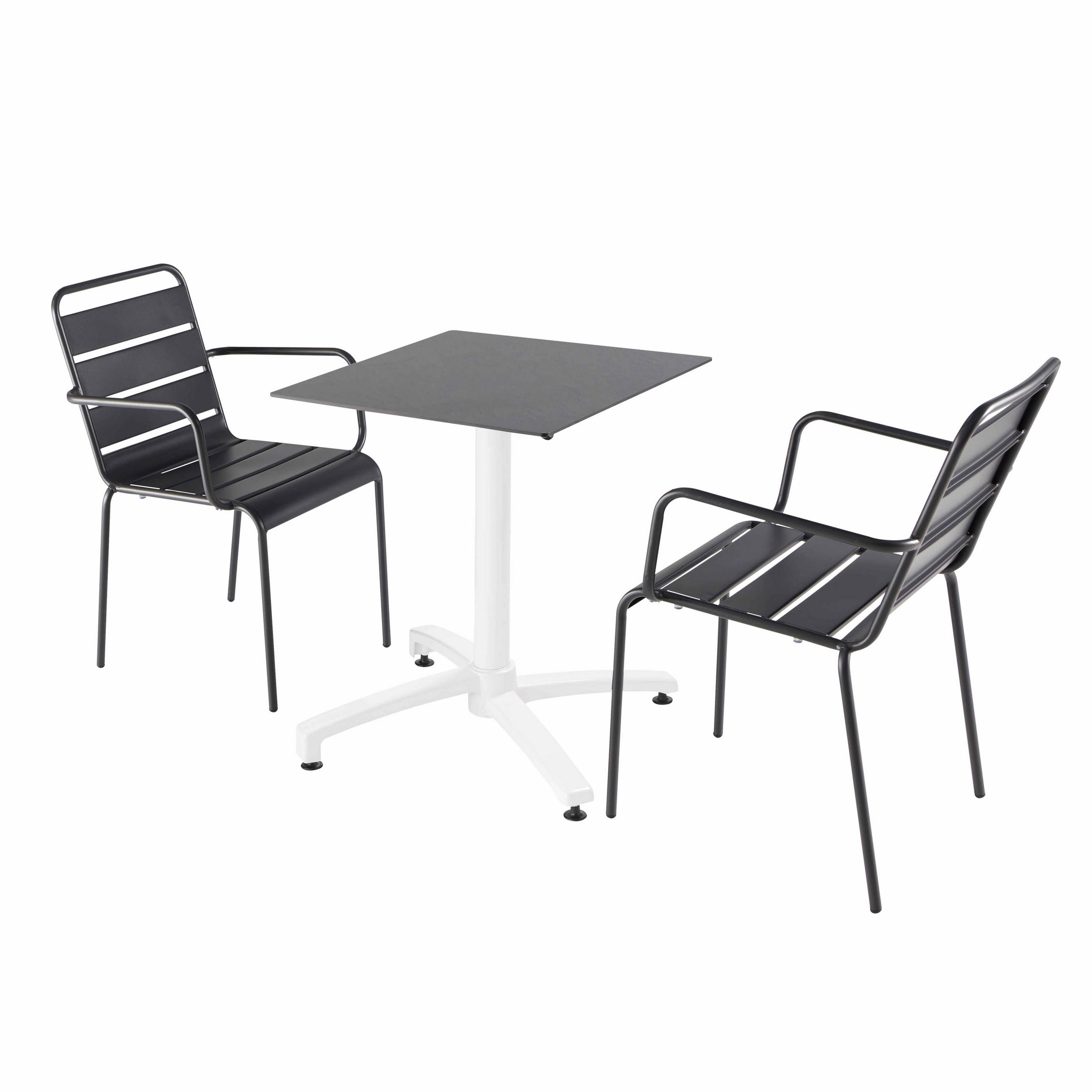 GARTENSET 3-tlg., Grau/Türkisblau - Grau, Holzwerkstoff - Oviala