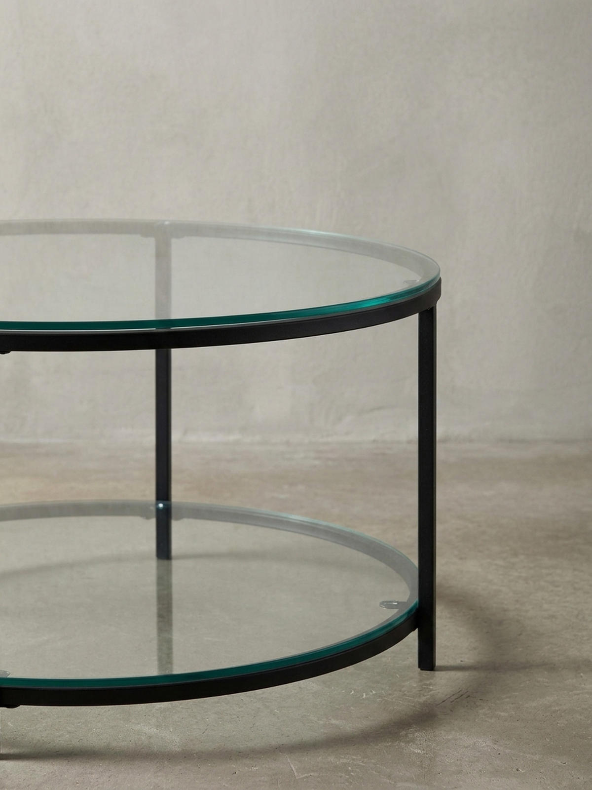 COUCHTISCH Glas-Metall Mix mit zwei Ablagen in Marmoroptik, Transparent 80x80x45 cm - Transparent/Schwarz, Metall (80/80/45cm) - KADIMA DESIGN