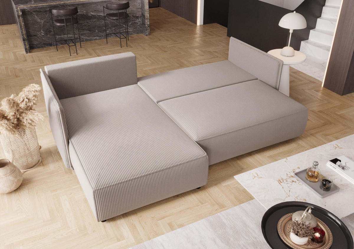 ECKSOFA mit Schlaffunktion MILANO R Poso 014 Rechts - Grün, Textil (245/185cm) - Bedante