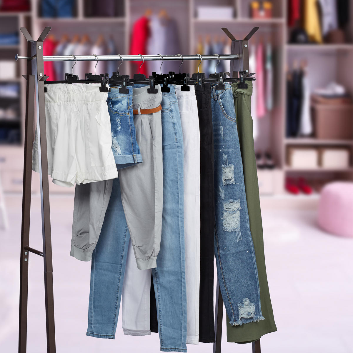 12XHOSENBÜGEL - Schwarz, Kunststoff/Metall (35.5/15/2.5cm) - Relaxdays