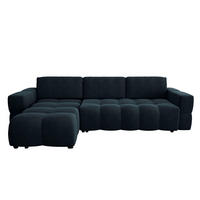 ECKSOFA LINKS Samt Pfauenblau 286cm - Blau/Hellblau, Textil (169/286cm) - Sia Home