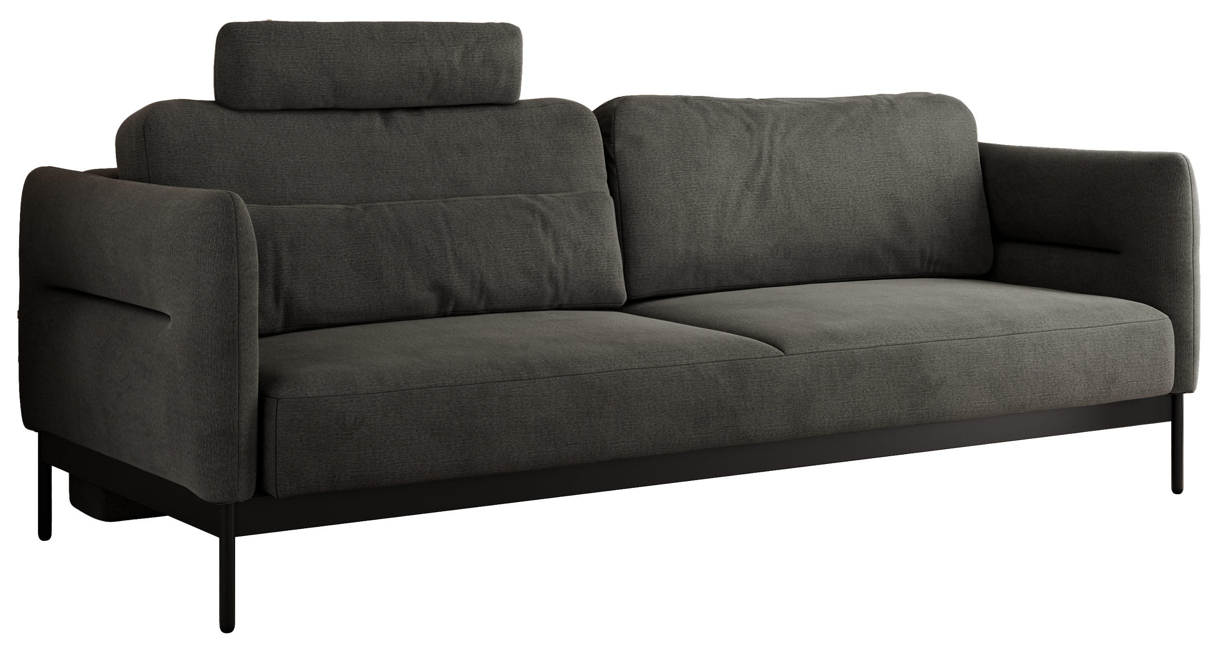 SOFA SALENTO Dunkelgrau Velvet - Dunkelgrau/Schwarz, Textil/Metall (221/82/101cm) - MKS