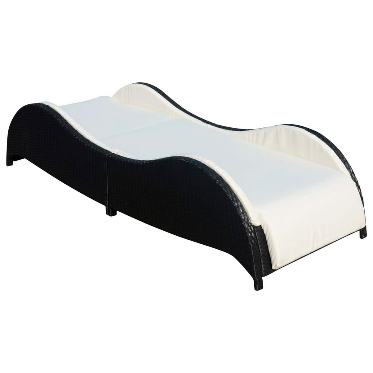 SONNENLIEGE mit Polsterauflage Poly Rattan Schwarz - Schwarz, Holz (73/45/200cm) - furnicato