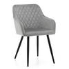 STUHL TODI gepolstert mit Steppung - hellgrau - Samt Velours - Hellgrau/Schwarz, Textil/Metall (56/85/62cm) - NEW HOME