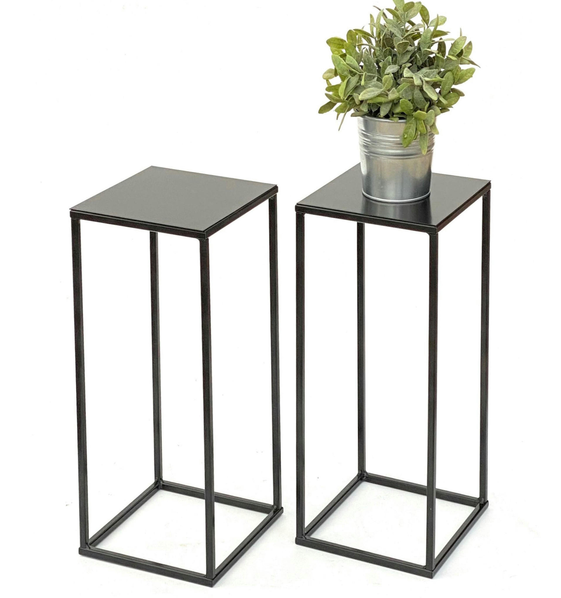 BLUMENSTÄNDER eckig (2er Set) Metall Schwarz 23/23/62,5 cm - Schwarz, Metall (23/62.5/23cm) - DanDiBo