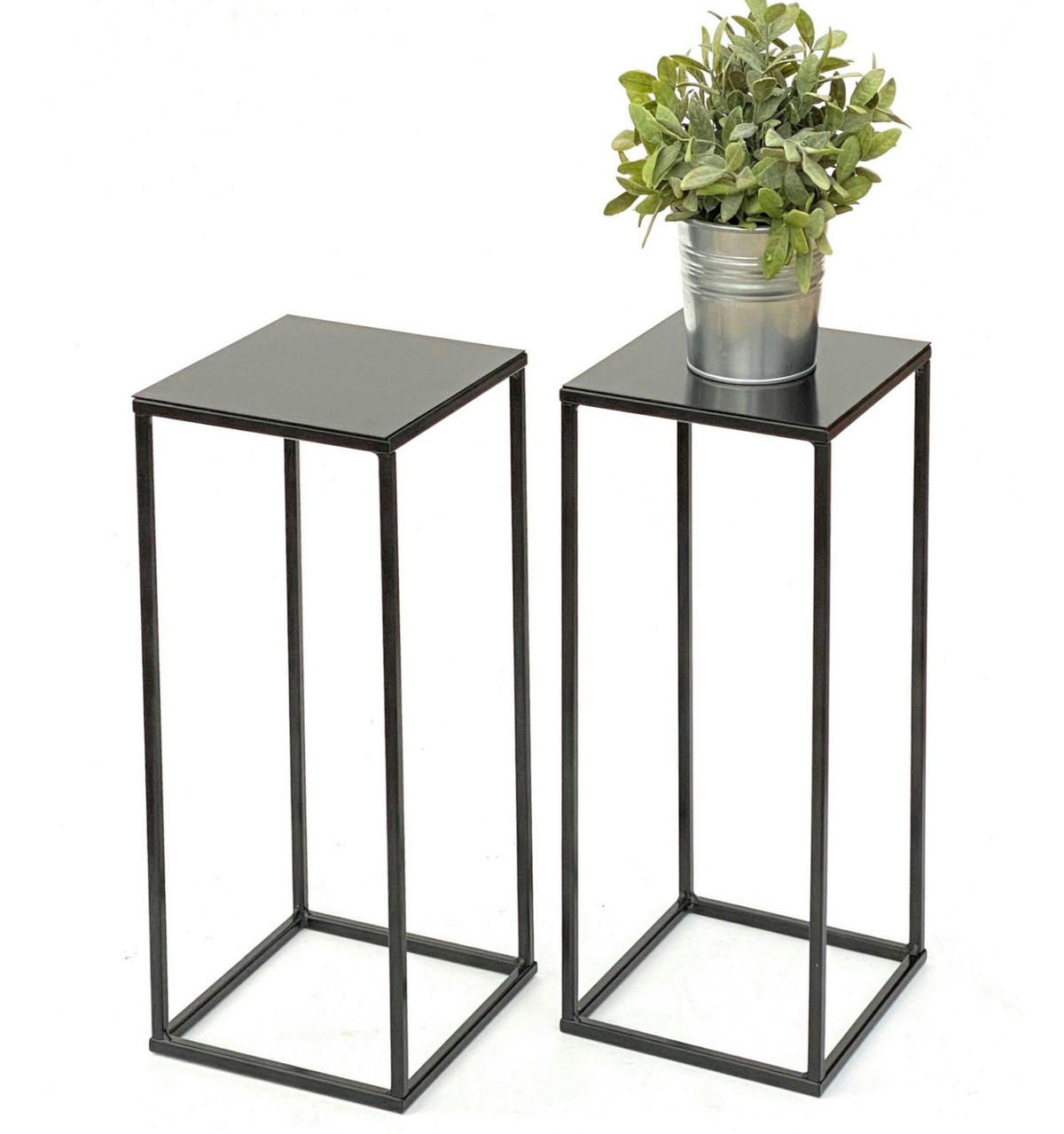 BLUMENSTÄNDER eckig (2er Set) Metall Schwarz 23/23/62,5 cm - Schwarz, Metall (23/62.5/23cm) - DanDiBo