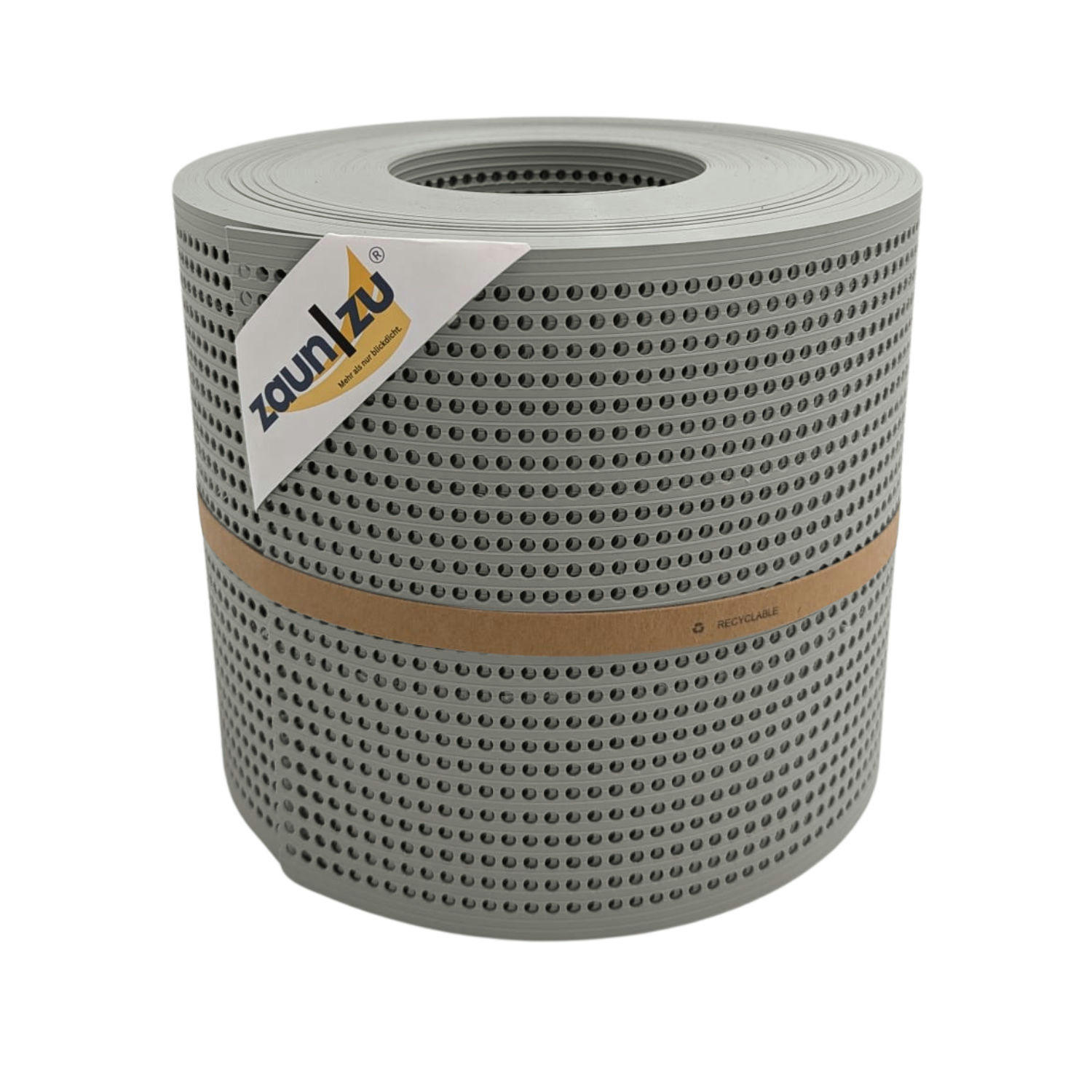 SICHTSCHUTZSTREIFEN Rille Gelocht 30 Prozent PP Streifen Steingrau 26m - Graubraun, Kunststoff (2600/19cm) - ZAUN|ZU