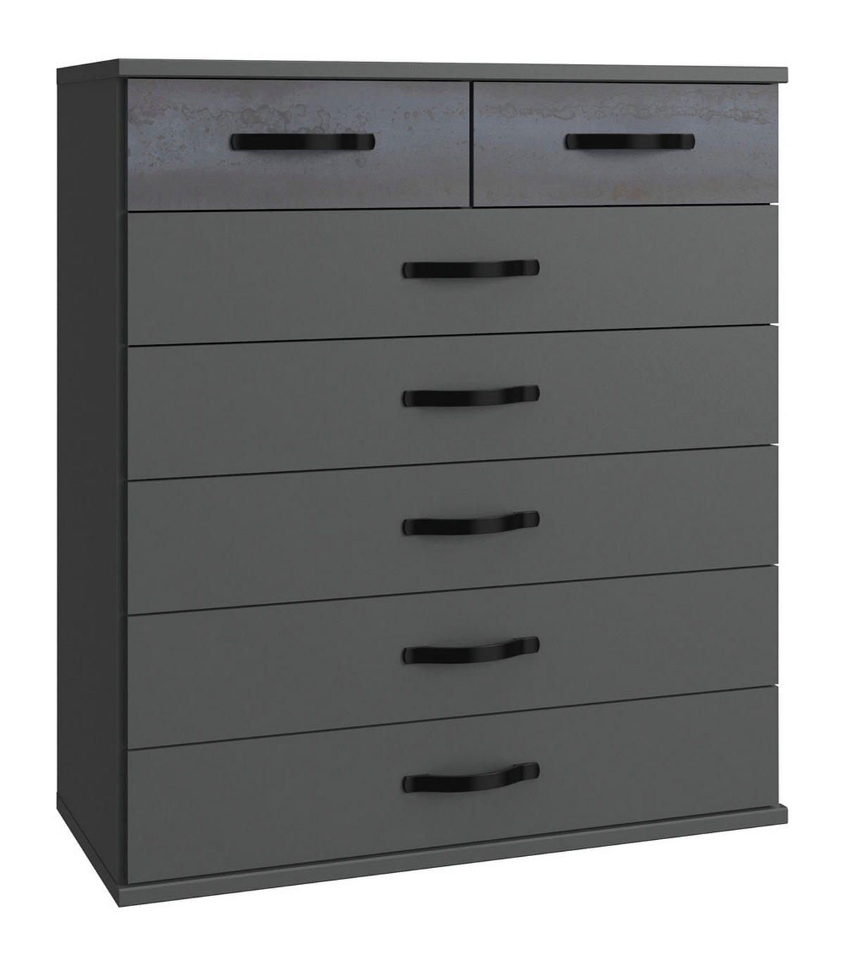 KOMMODE Duo2 Graphit / Digitalprint Steel-Optik 91 / 40 / 106cm - Graphitfarben/Grau, Holz/Holzwerkstoff (91/106/40cm) - Wimex